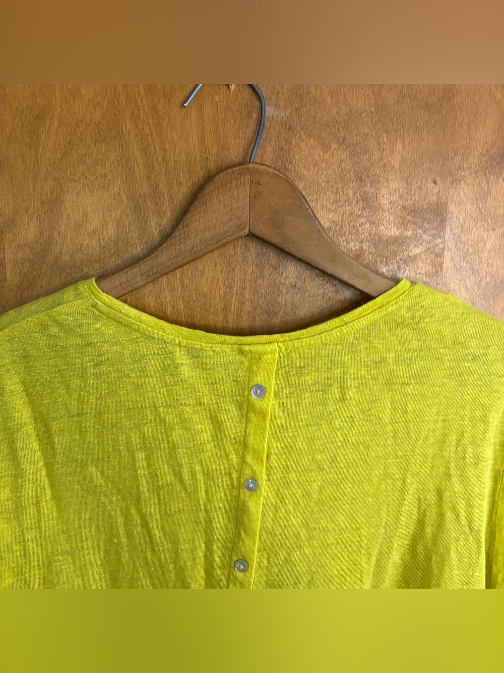 Tahari 100% Linen Yellow Blouse Top 2X Slouchy Asymmetrical Button Up Lagenlook - Picture 4 of 9